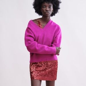 ZARA fuschia knit sweater size M